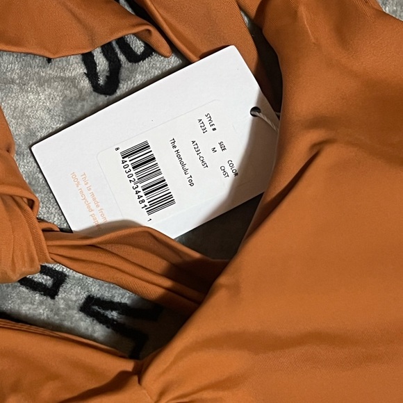 GWP RAYBANS! NWT Andie Swim Honolulu top in Chestnut with tie back detail size m - Picture 6 of 15
